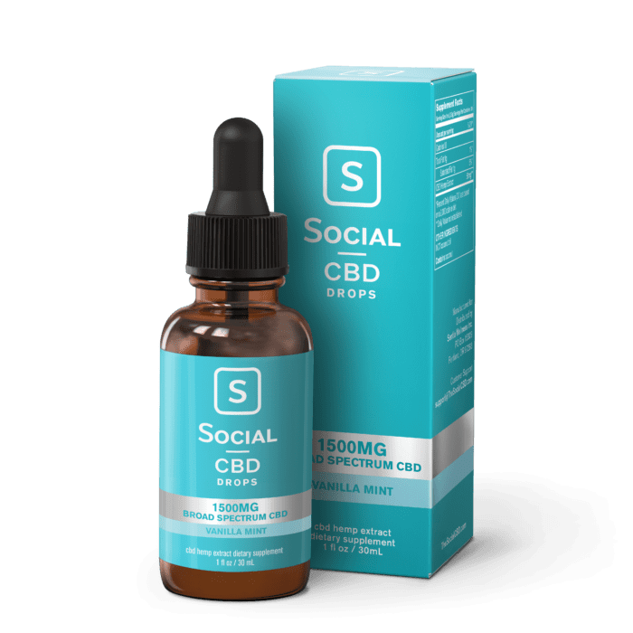 Social CBD Vanilla Mint Broad Spectrum Drops (375mg, 750mg, 1500mg)