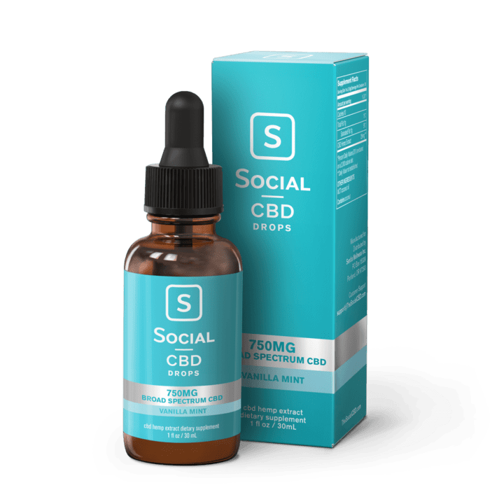 Social CBD Vanilla Mint Broad Spectrum Drops (375mg, 750mg, 1500mg)