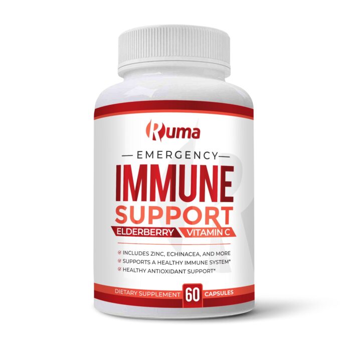 Ruma Immune Support Supplement - Immunity Booster - Vitamin C, Zinc, Elderberry, Echinacea, Garlic, Turmeric