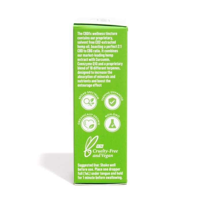 CBDfx CBD Wellness Tincture CBG Oil 2:1 packaging box