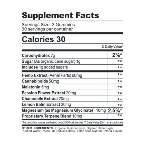 CBDfx CBD Gummies Melatonin Supplement Facts 1500mg New