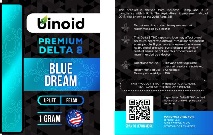 Delta 8 THC Vape Cartridge Buy Online Blue Dream Hybrid Legal