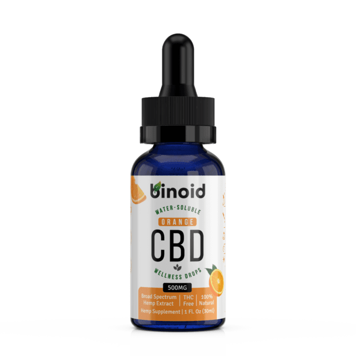 Binoid CBD Oil Nano Water Soluble Wellness Drops Flavored THC-Free Broad Spectrum Zero Orange Flavor Bottle