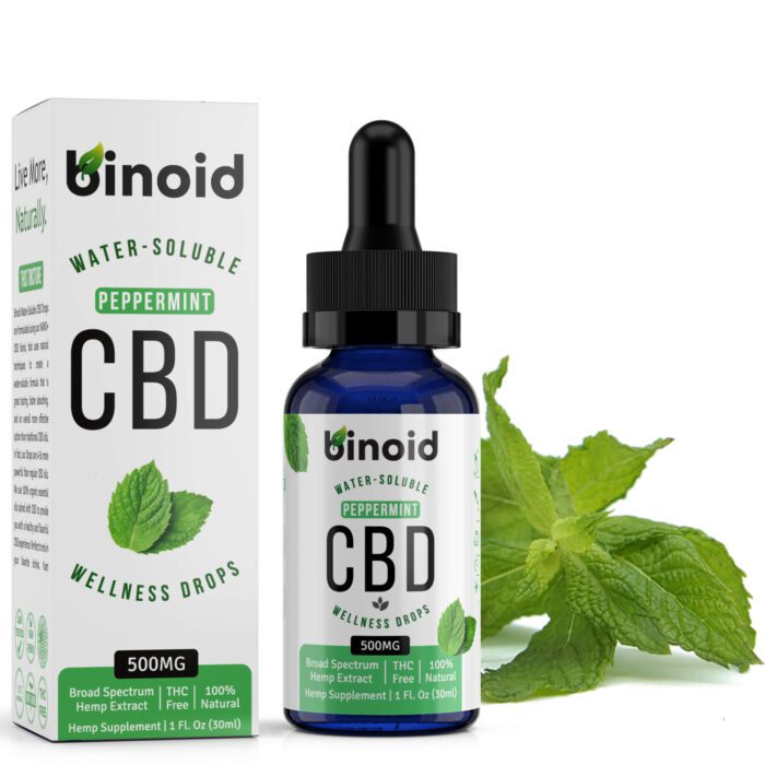 Binoid CBD Oil 500mg Nano Water Soluble Wellness Drops Flavored THC-Free Broad Spectrum Zero Peppermint Flavor