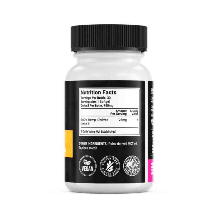 Delta 8 THC Capsules Softgels 750mg Nutritional Facts Ingredients