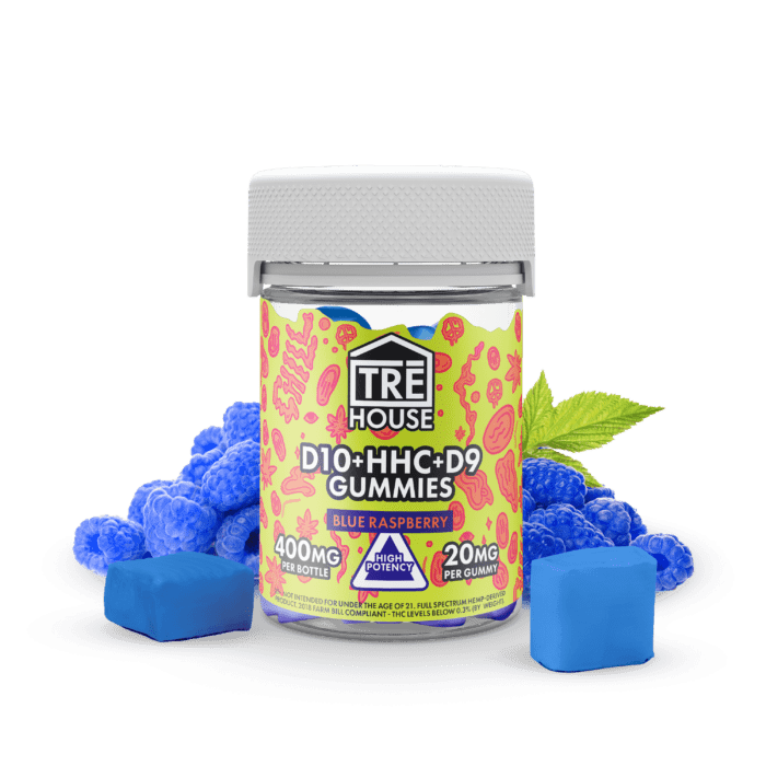 Trehouse Delta 9 THC Gummies HHC Delta 10 Blue Raspberry Buy Online 400mg best