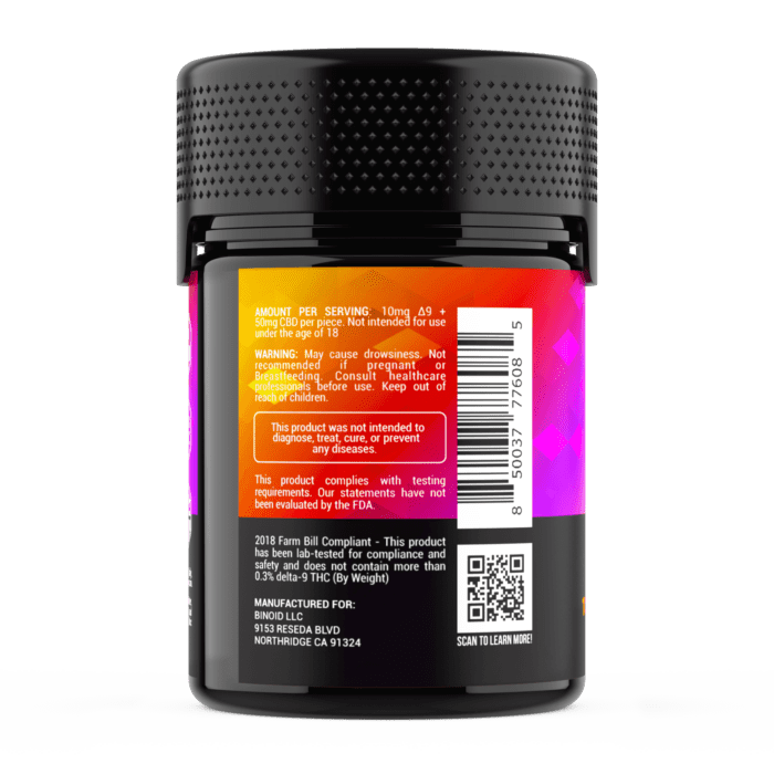 Delta 9 THC Gummies 10mg Vegan Back Supplement Facts Directions