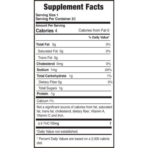 THC-H gummies delta extrax supplement facts nutrition facts calories